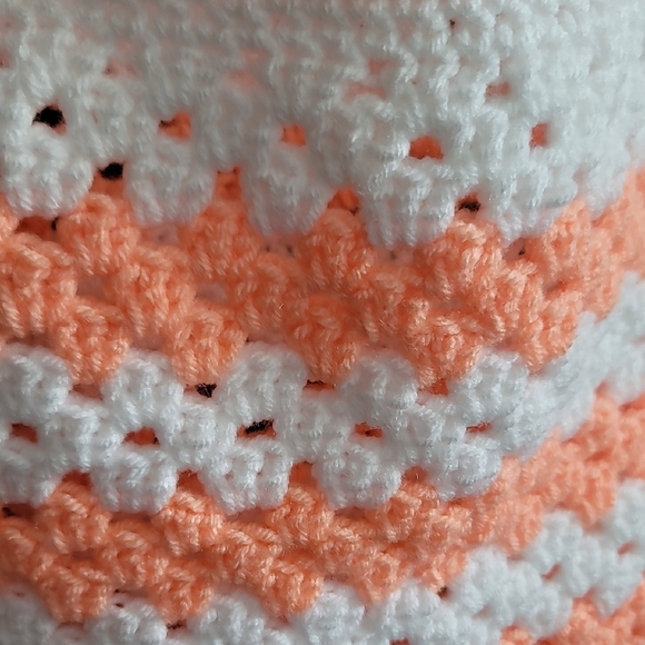 Orange and White Tote Bag with Lace Trim - Picture 4 of 6